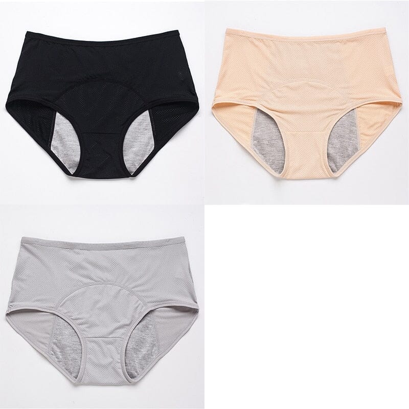 Kit 3 Calcinha UltraDry à Prova de Vazamento calcinha abs 3un Superfacilita Preto + Bege + Cinza M (40-65kg) 