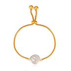 Pulseira Ajustável Folheada a Ouro com Pérola Pulseira Ajustável Folheada a Ouro Superfacilita 
