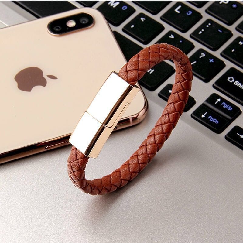 Pulseira Carregador USB Unissex ChargeBand Pro Pulseira us Superfacilita Marrom 20cm Para iPhone 