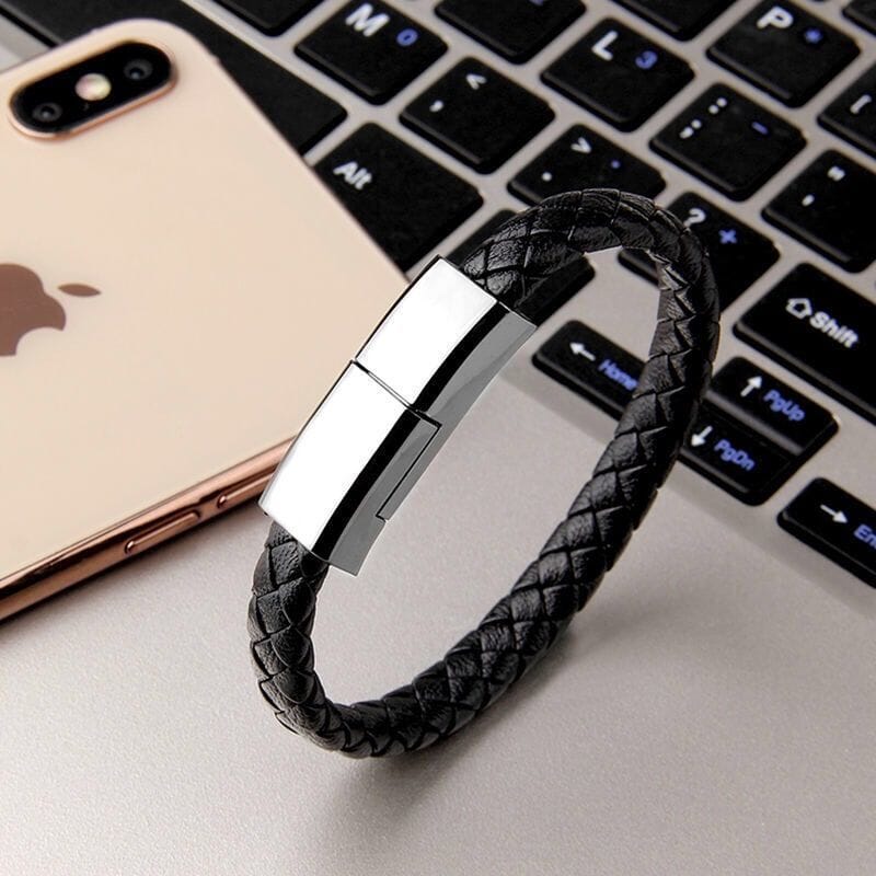 Pulseira Carregador USB Unissex ChargeBand Pro Pulseira us Superfacilita Preto 20cm Para iPhone 