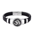 Pulseira Couro Legítimo Em aço inoxidável Pulseira Couro Legítimo Em aço inoxidável Superfacilita Prata 