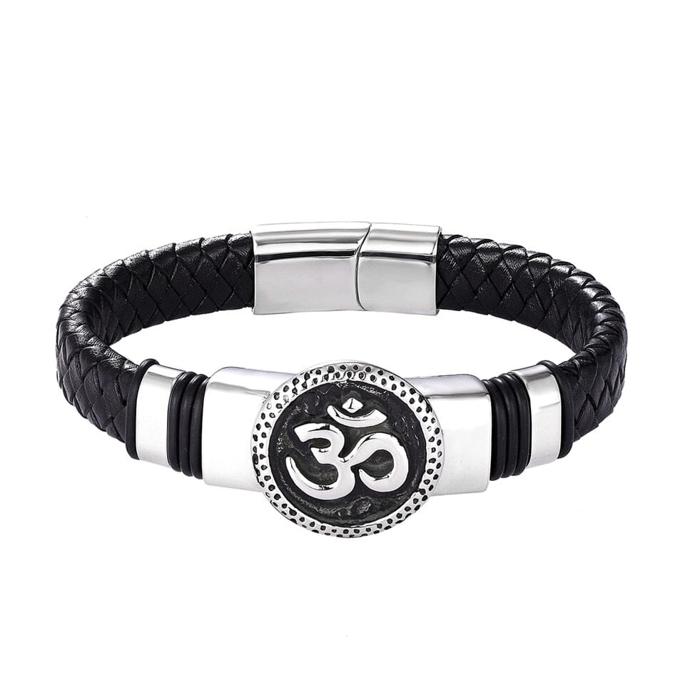 Pulseira Couro Legítimo Em aço inoxidável Pulseira Couro Legítimo Em aço inoxidável Superfacilita Prata 