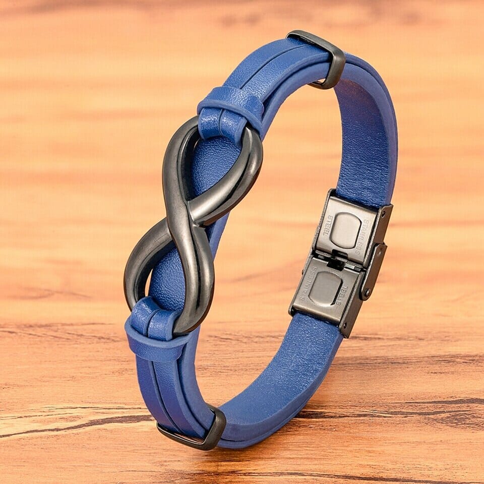 Pulseira infinite Couro Legítimo Pulseira infinite Couro Legítimo Em Revisão Azul 