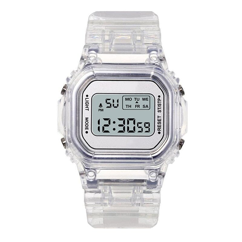 Relógio Digital Eletrônico Led Feminino e Masculino de Silicone Relógio Digital Eletrônico Led Feminino e Masculino de Silicone Em Revisão Branco 