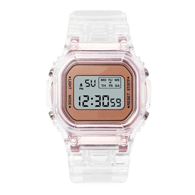 Relógio Digital Eletrônico Led Feminino e Masculino de Silicone Relógio Digital Eletrônico Led Feminino e Masculino de Silicone Em Revisão Rose 