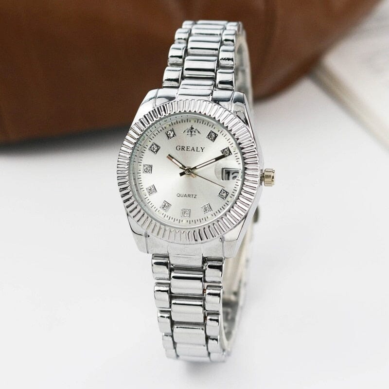 Relógio Feminino Dourado Relógio Feminino Dourado Superfacilita Prata sem Diamantes 