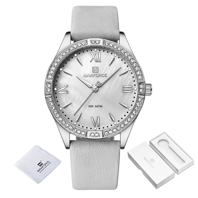 Relógio Feminino Naviforce Luxo Relógio F. Naviforce Luxo Superfacilita Cinza 