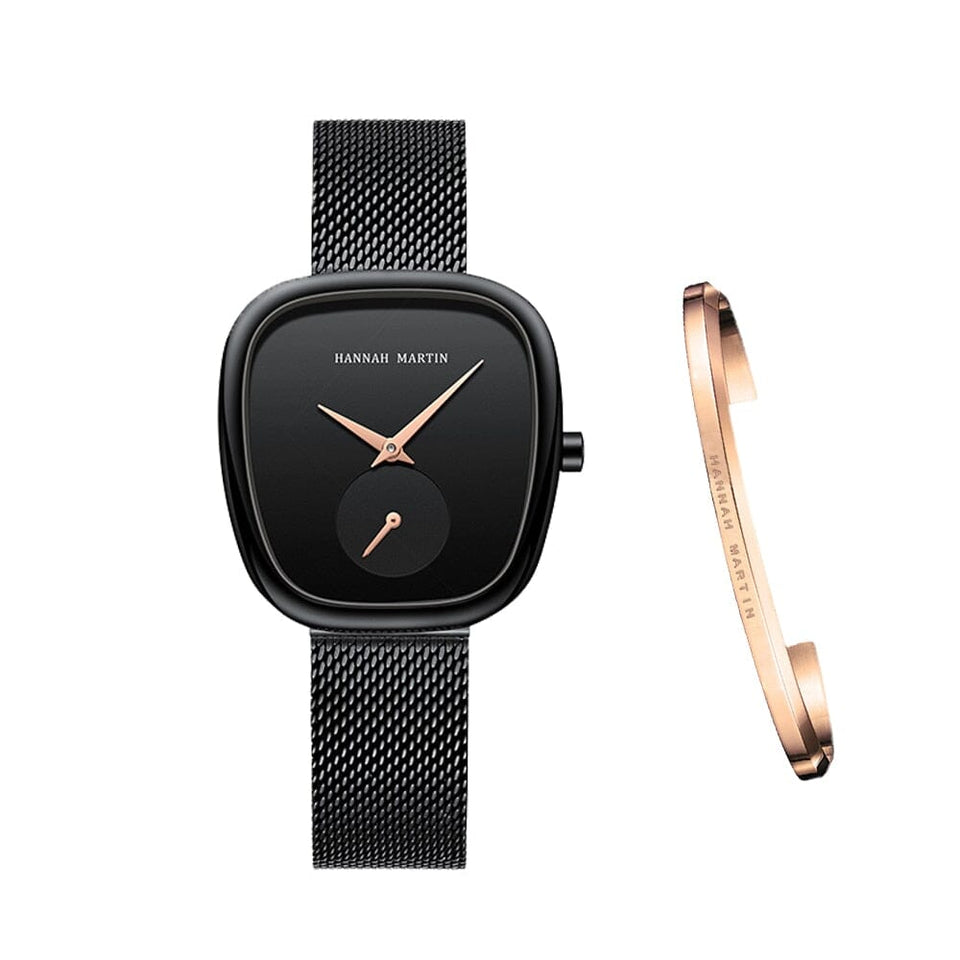 Relógio Minimalista de Luxo + Pulseira Superfacilita Preto 
