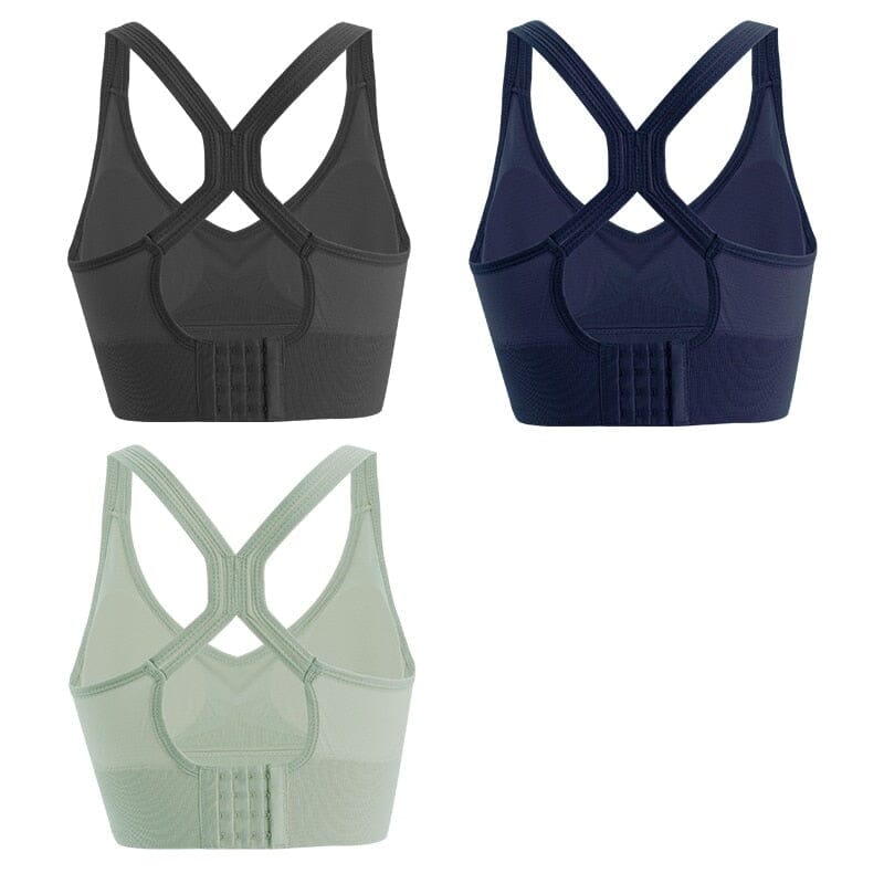 Sutiã Confort Sustentação Kit 3 Unidades Sutiã Esportivo 01 Superfacilita Preto + Azul + Verde P (40-50kg) 