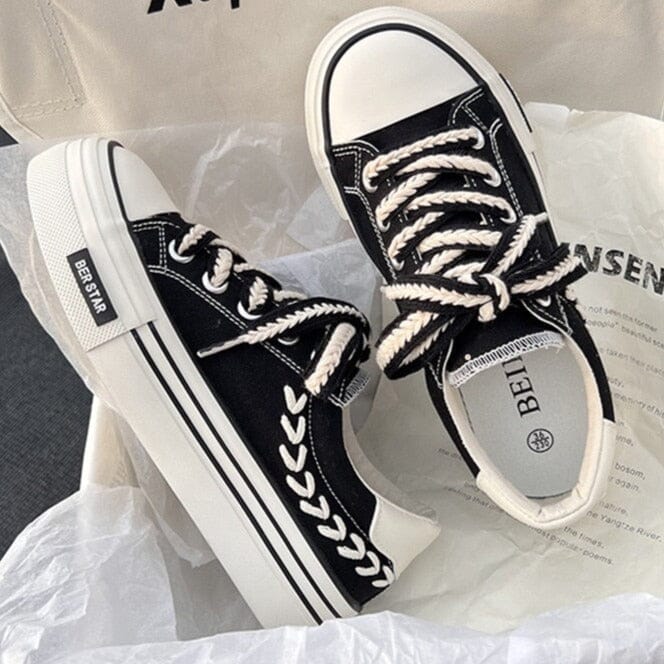 Tênis Feminino Plataforma Bordado Tênis Fem. Plataforma Bordado - T1 Superfacilita Preto 33 