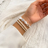 Trio de Pulseiras em Prata 925 com Pérolas